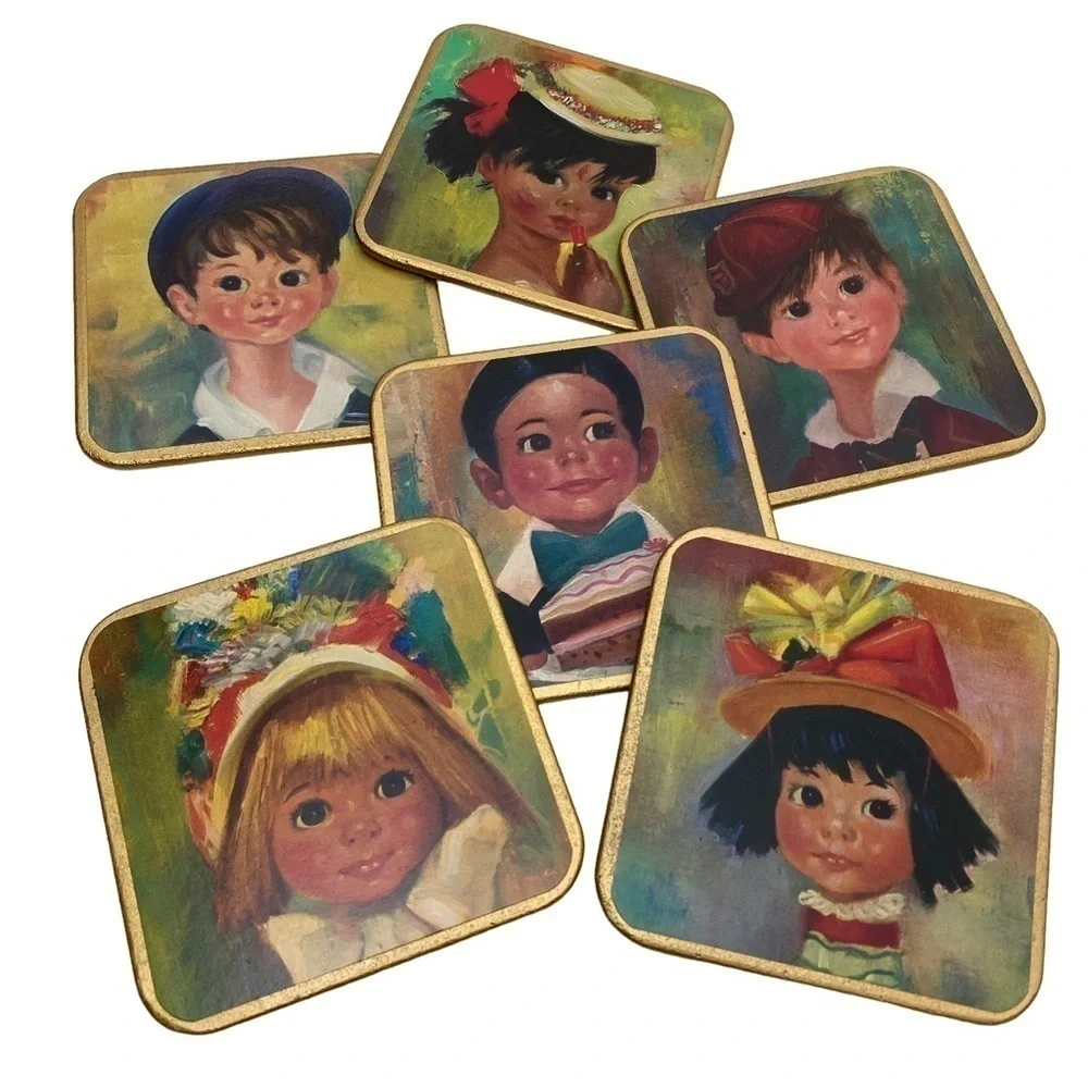 Vintage Coasters Set of 6 MCM Mid Century England Win El Barware